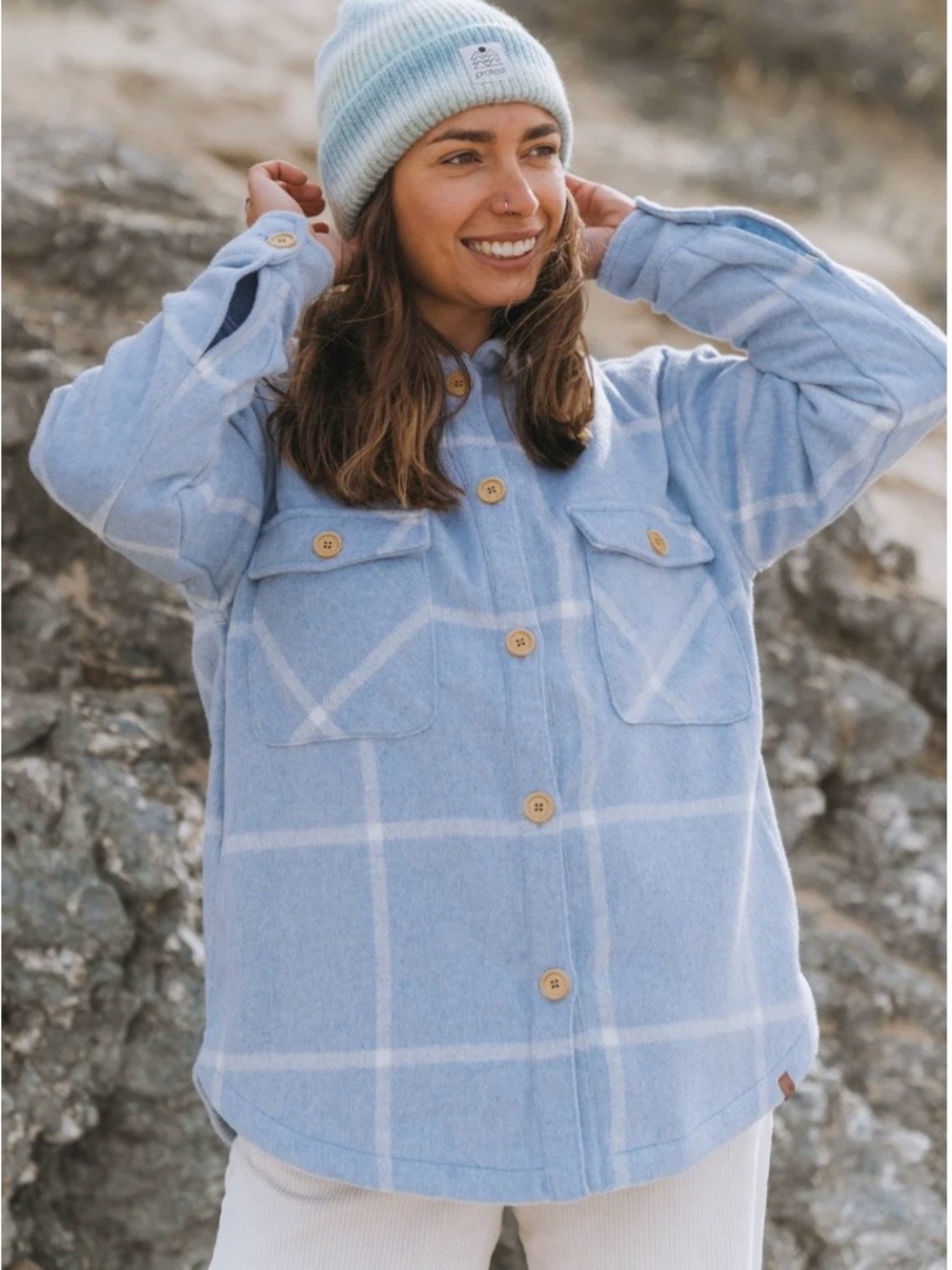 Rip Curl The Search Blue Shirt Jacket Plaid Flannel Size Small (fits larger)